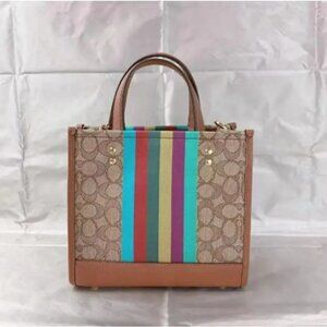 Coach C5637 Dempsey Tote 22 In Signature Jacquard With Stripe And Coach Patch In